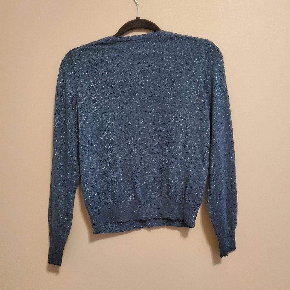 Ann Taylor NWOT Petite Sparkle Ann Cardigan in Midnight‎ Multi Blue Green Size S - Picture 5 of 7